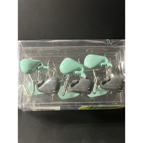 Whale Watch Shower Curtain Hooks Turquoise & Dark Gray Or Black Set of 12 NIB - Picture 5 of 8
